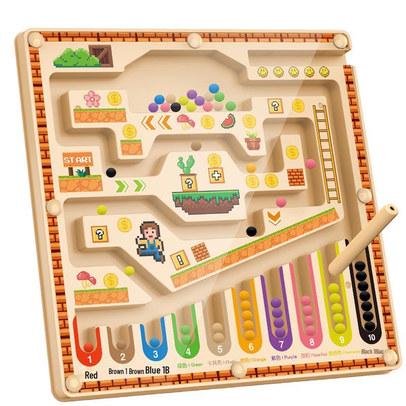 Children’s Magnetic Bead Maze Toy - Focus, Logical Thinking, Color Sorting, Early Education
