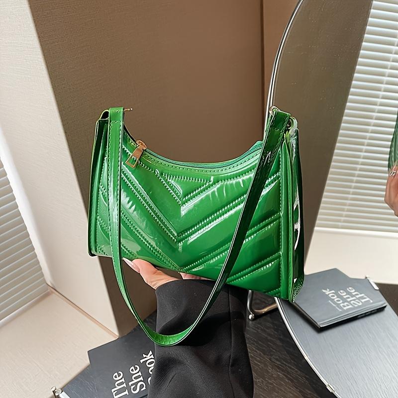 

Женская наплечная сумка Изысканная ПУ сумка-подмышка Уникально тиснёная сумочка, с застёжкой-молнией зелёный