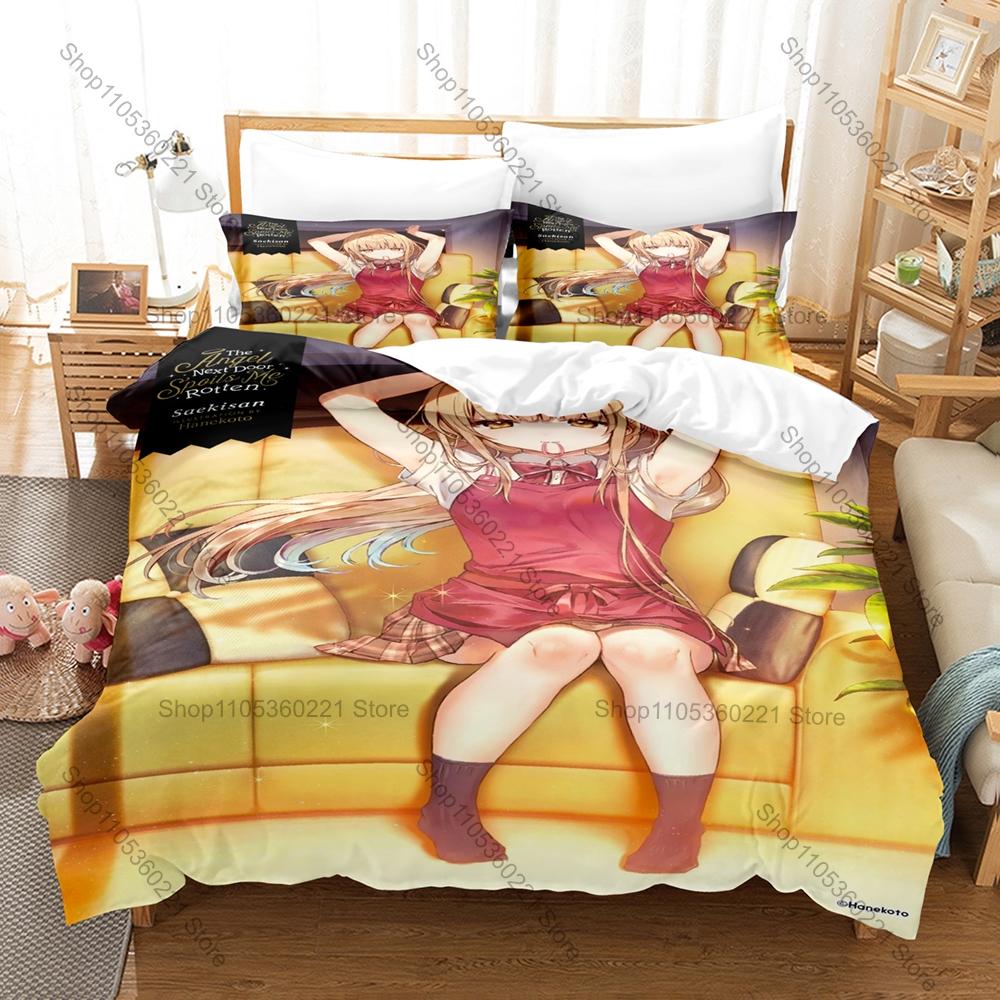 Mahiru Shiina Sweet School Uniform Soft Pastel Daily Life Duvet Cover + 2 Pillowcases Romantic Slice of Life Bed Linen