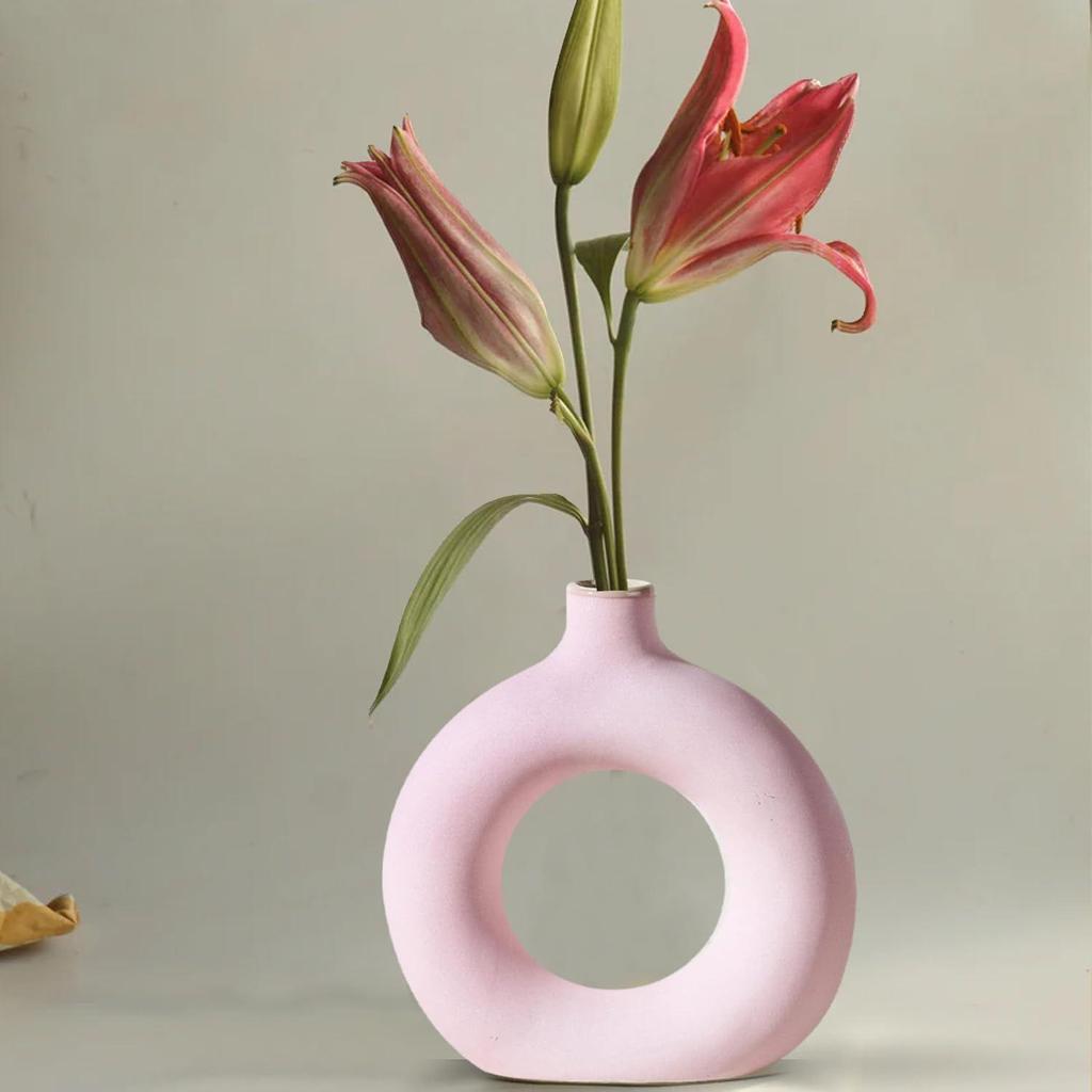 Hand Crafted Ceramic Donut Shaped Vase | for Unique Home Décor