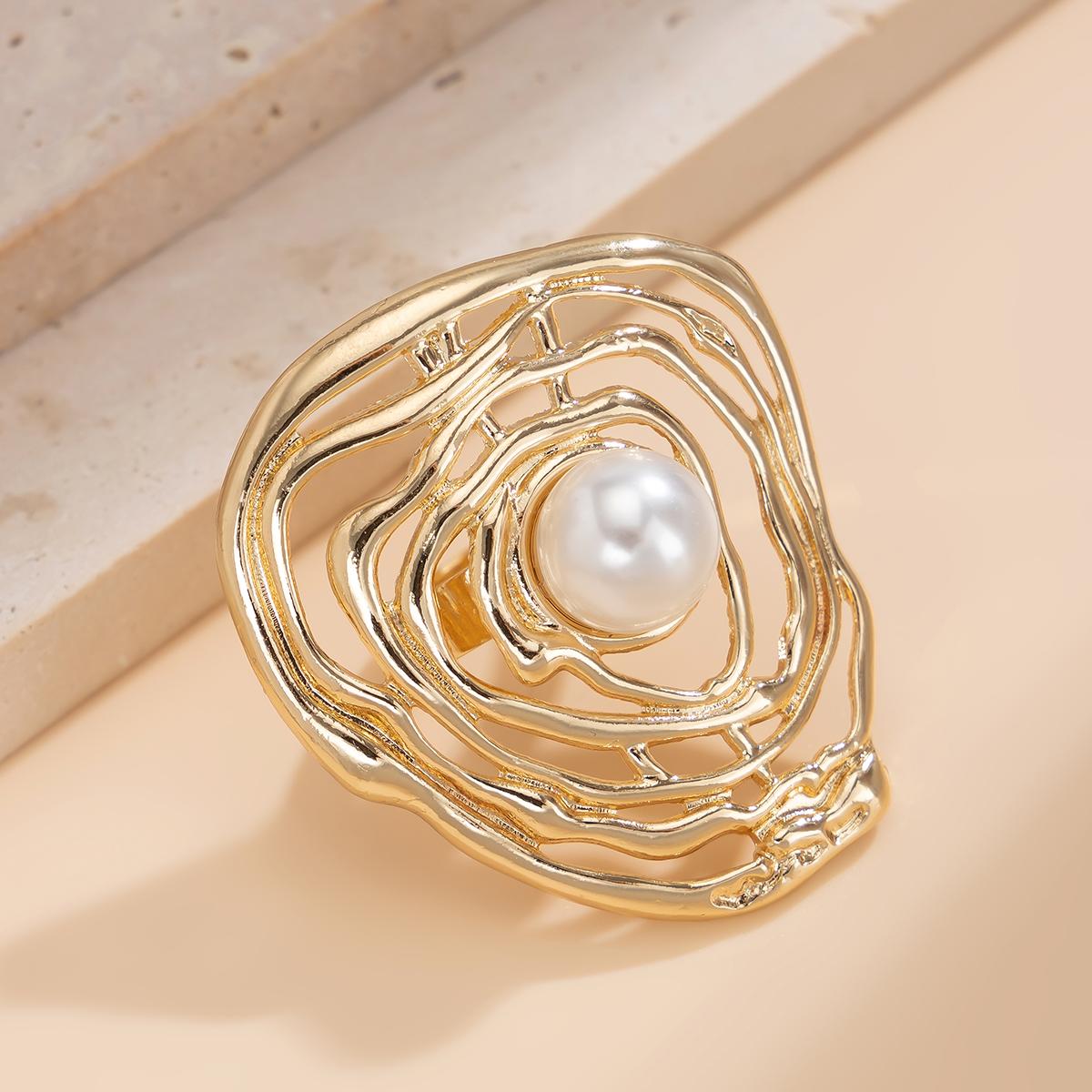 

PuRui Ретро Золотой Цвет Имитация Циркона Кольцо Панк Для Женщин Регулируемое Открывающееся Геометрическое Кольцо Повседневные Цирконовые Аксессуары Подарок Новое