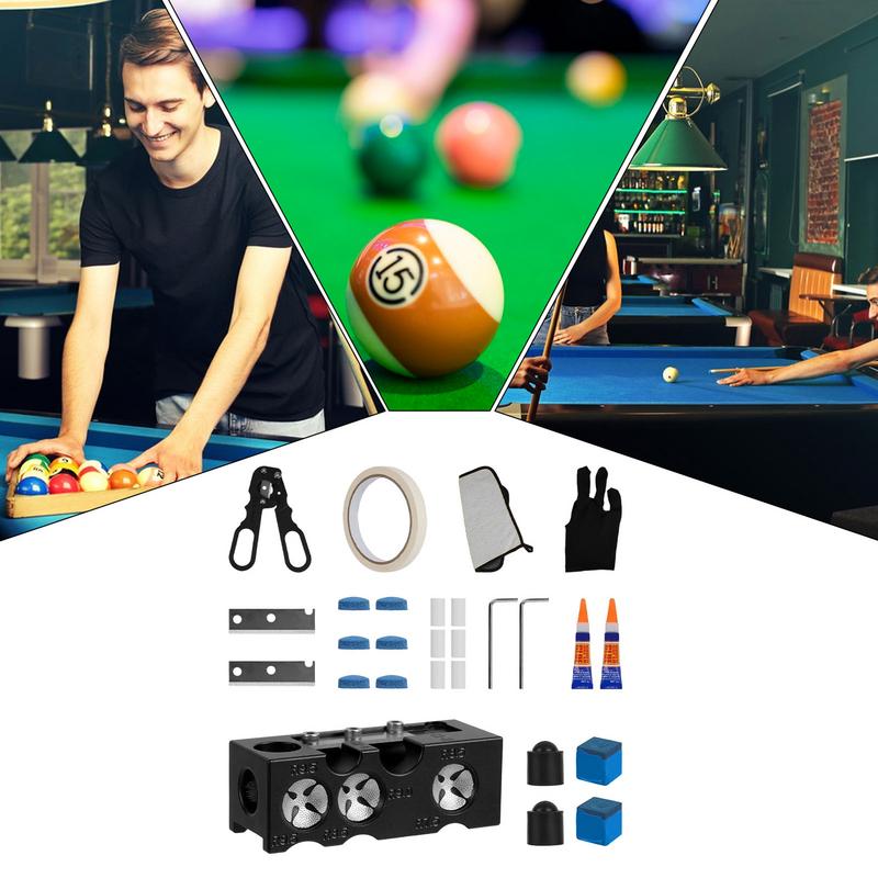 Pool Cue Tips Replacement Kit Professional Billiard Cue Replacement Portable Complete Pool Repair Tool for Billiard Pool Cue
