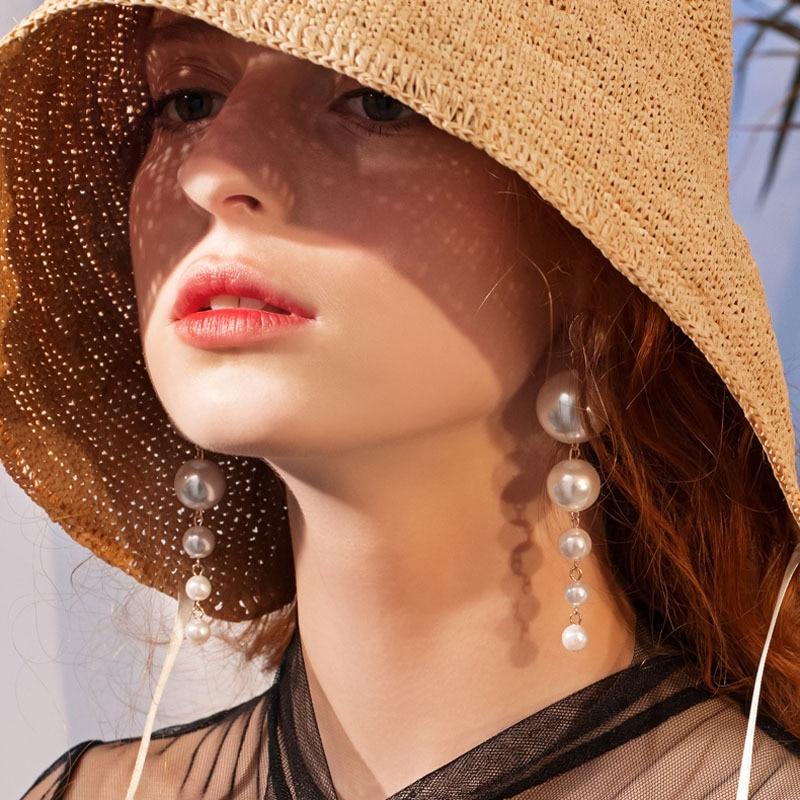 Exquisite Craftsmanship Simulated Pearl Stud Earrings Trendy Fashionable Long Bold Statement Earrings Womenn Gathering Gathering Wedding Occasion