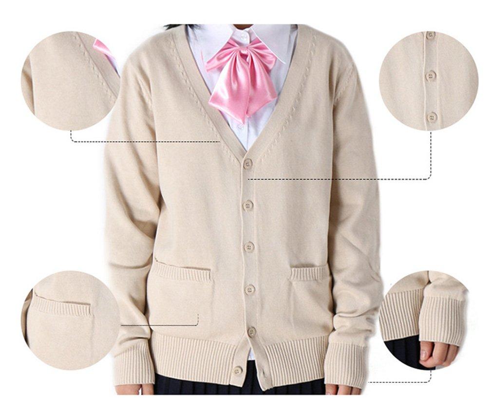 Shop Solid Color Long Sleeve Cardigan Knit Beautiful and Loose for School Uniforms Dark Phoenix's Top, 100% Cotton, Simple, V-Neck, Fit, Unisex, (Size