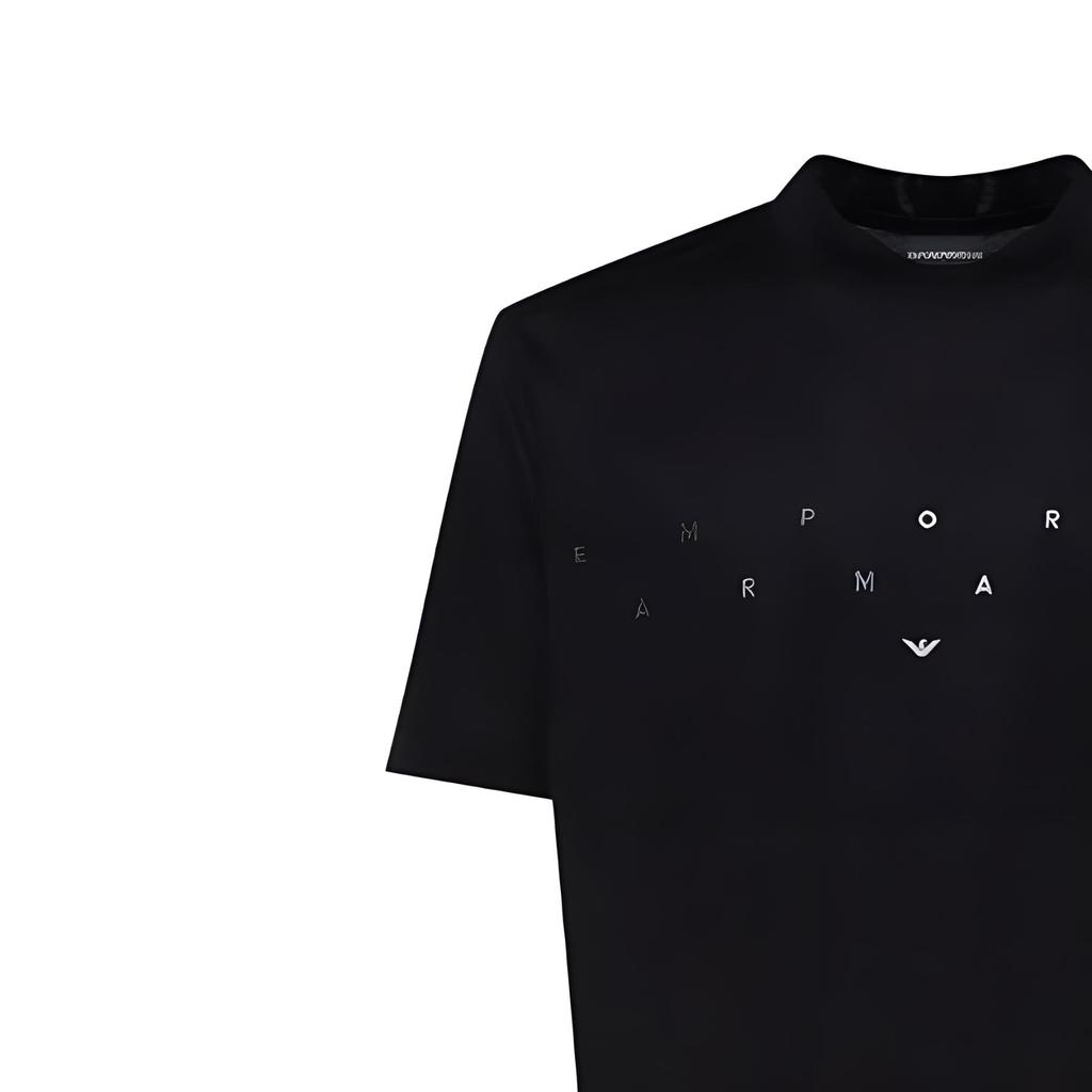 Emporio Armani Logo Letter Embroidered Round Neck Short Sleeve T-Shirt Men Tops Black Navy-Blue 3D1TA2-1JUVZ-09R3