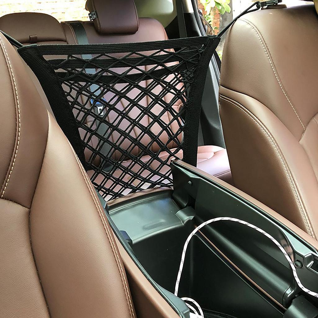 Auto-opbergnetzak tussen stoelen Autoverdeler Huisdierbarrière Rekbaar Elastisch Mesh Bag Organizer Auto-accessoires