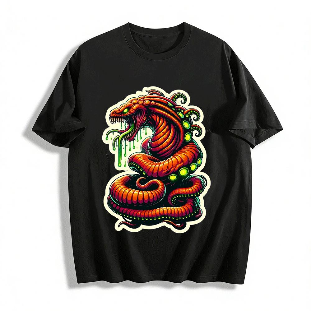Cthulhu Style Mutant Viper Print Dark Casual Top Pure cotton T-shirt XXS
