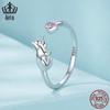Adjustable Platinum-Plated S925 Sterling Silver Naughty Cat Ring