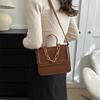 Solid Color Retro 2025 Autumn New Fashion Simple Casual Chain Shoulder Crossbody Portable Small Square Bag