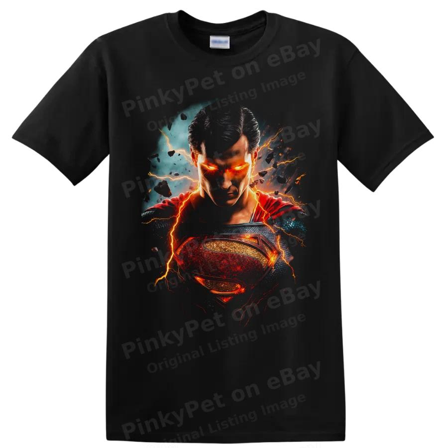 Superman Lightning Eyes Hero Emblem Graphic T Shirt Fan Gift Print Tee