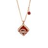Tichiya Women's Red Agate Four-Leaf Clover Necklace In S925 Sterling Silver with Ruyi Knot Clavicle Chain.