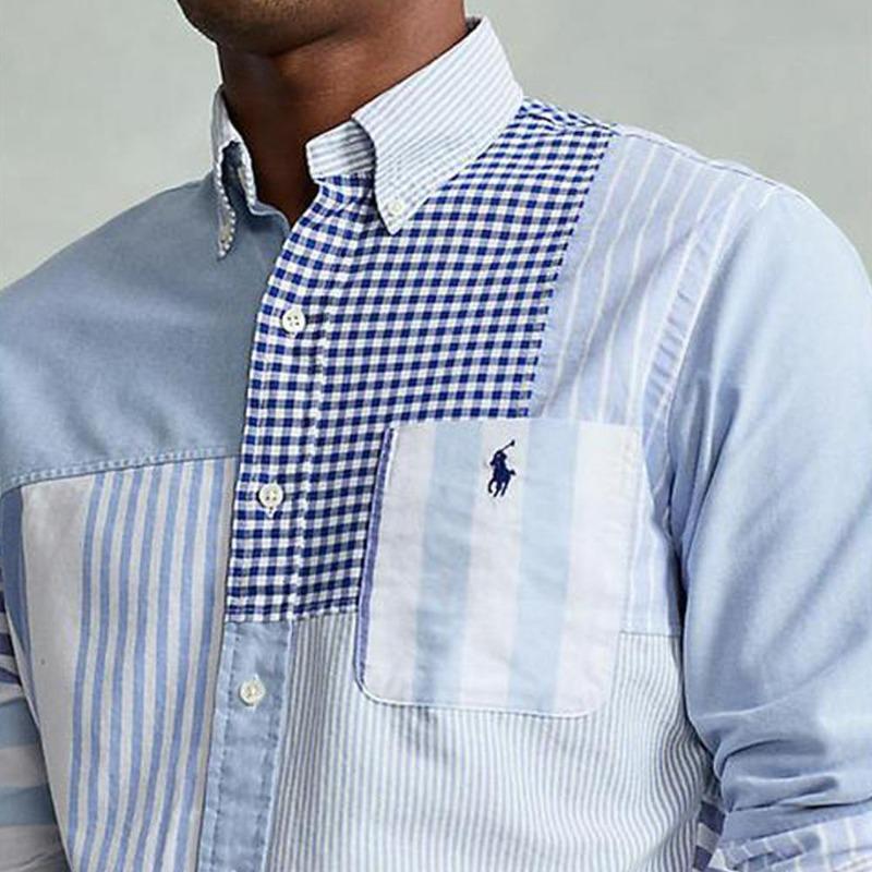 Ralph Lauren SS22 Classic Oxford Fun Striped Shirt Men Blue MNPOWOV16821970-999