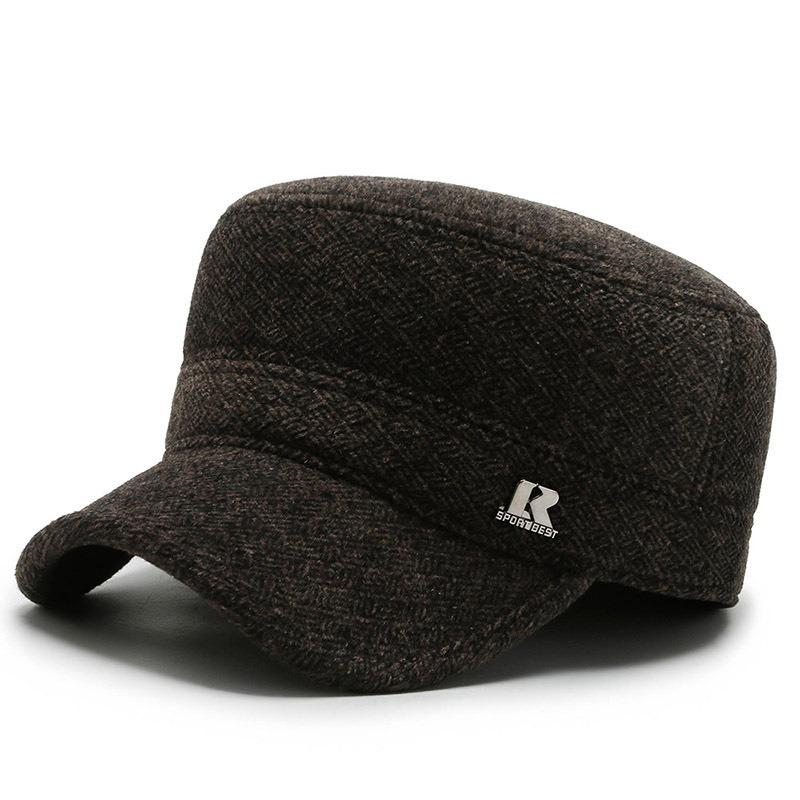 Hat Men's Winter Baseball Cap Windproof and Warm Dad Ear Protector Fleece Thickened Grandpa Cap