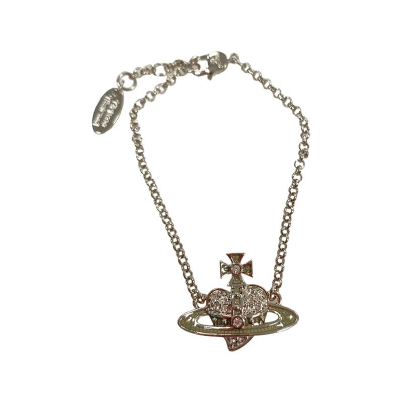 Vivienne Westwood Reverse Heart Saturn Design Bracelet Unisex Bracelet Silver 6102020Z02P255CN Basic Packaging-Dust Bag+Box