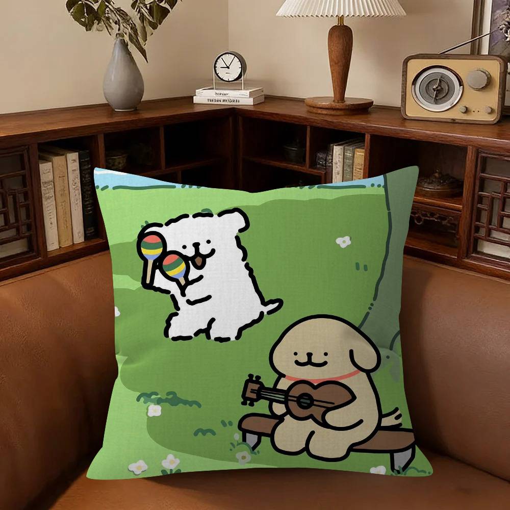 Cartoon-Linienhund Ahorn-Design Kissenbezug Glückliche Herbsternte Dekor Feiertagsdekoration Kissenbezug