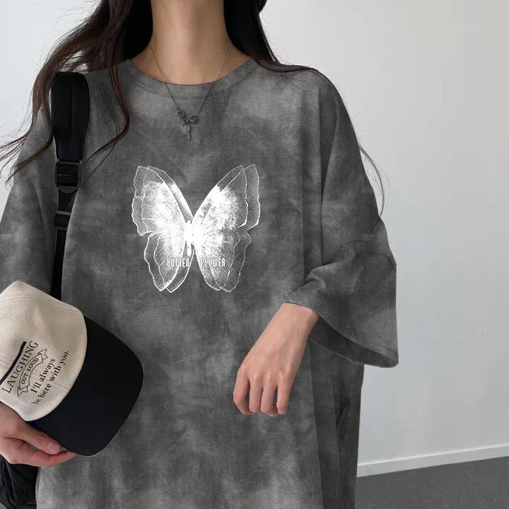 Korean Style Tie-Dye Short-Sleeve T-Shirt Dress – Women's Trendy Summer Fashion