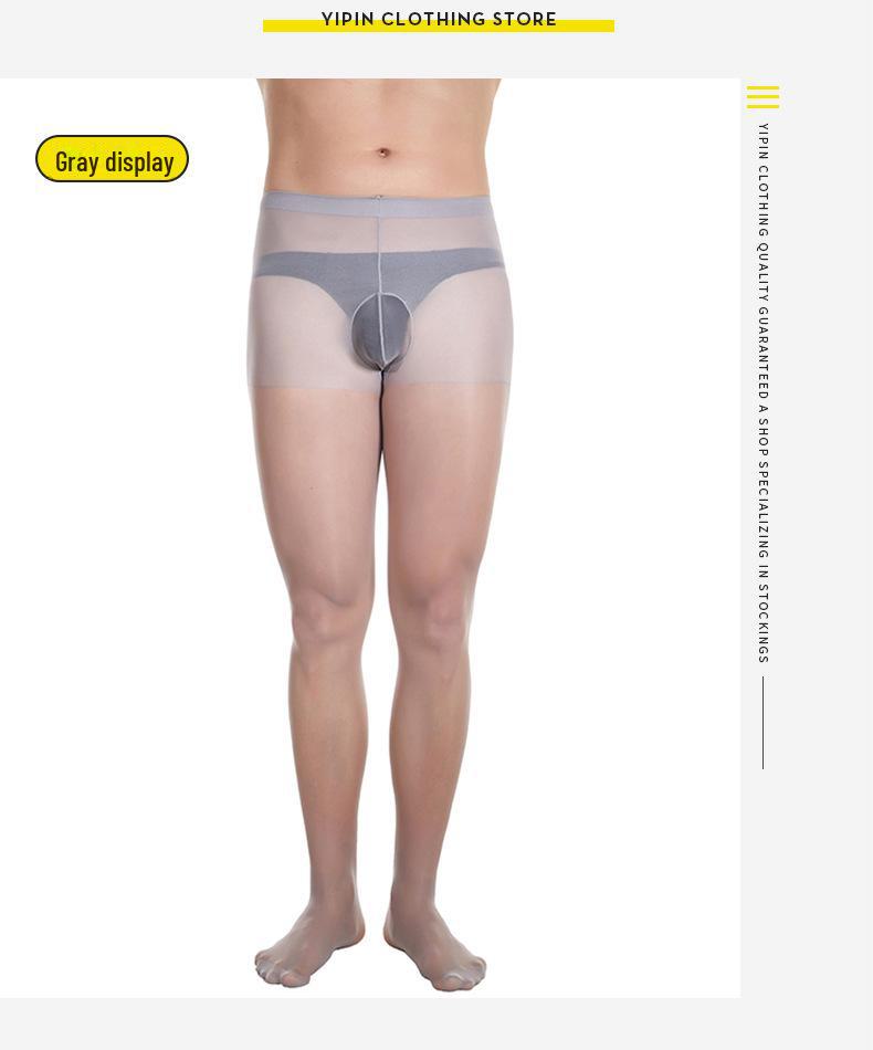 Qinghe Men's Ultra-Thin Silk Pantyhose with Sexy Invisible 200-Lb Support
