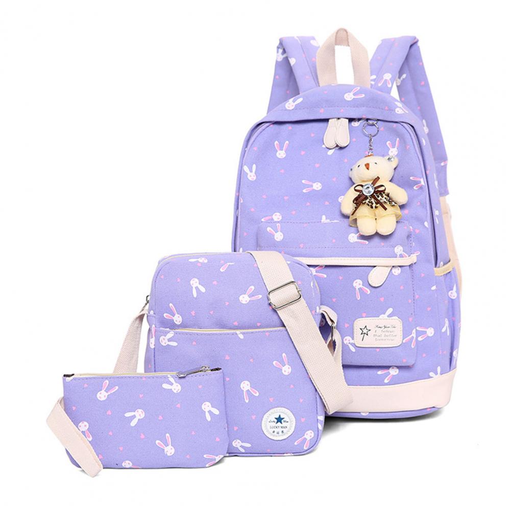 Popular Girls Backpack Portable Rabbit Pattern Cute High School Student Backpack