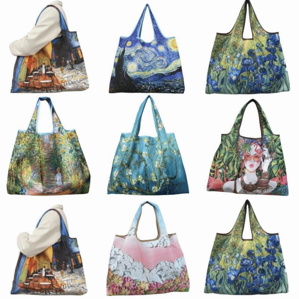 Oil Painting Print Square Shopping Bag Large Capacity Messenger Bag Grocery Bag Shopping Bag