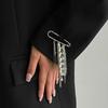 Sweet Cool Metal Chain Tassel Brooches for Women Men Fashion Silver Color Imitation Pearl Beaded Multi-Layer Brooch Jewelry