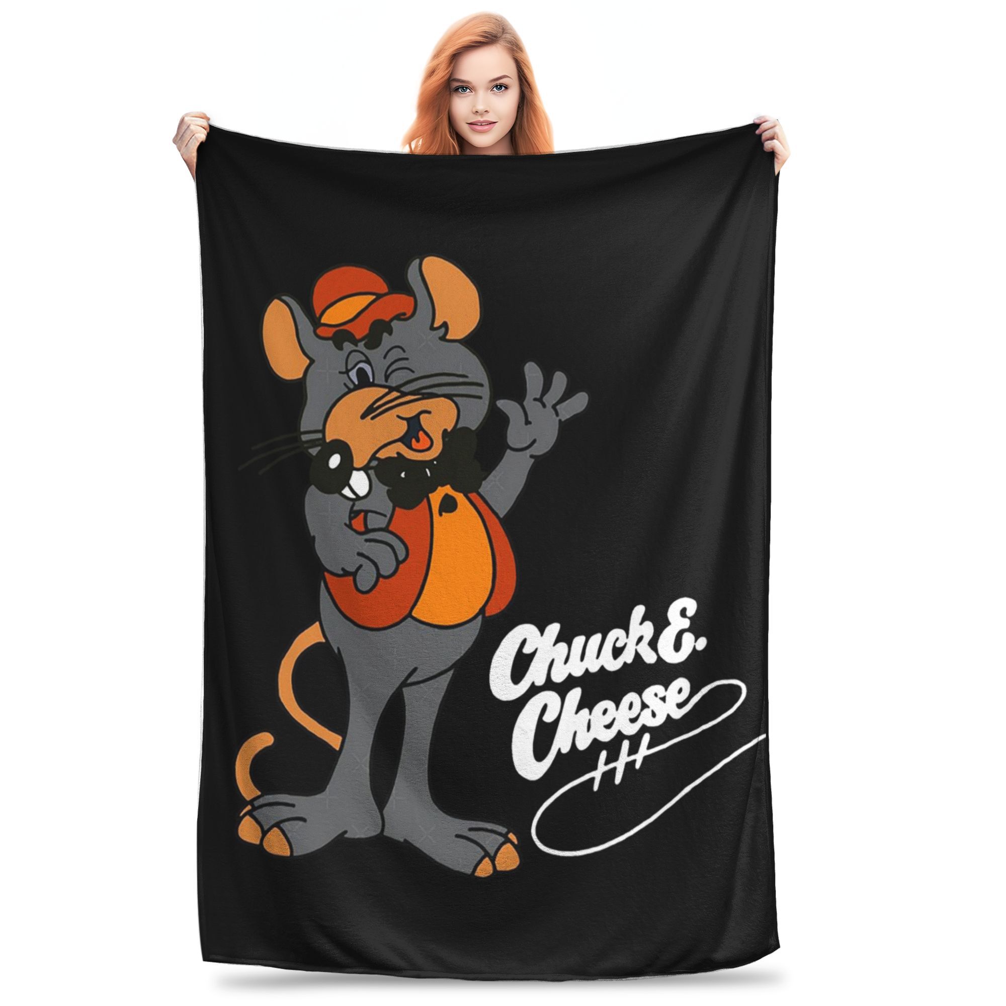 Chuck E Cheese Blankets Lightweight Fleece Sofa Throw Blanket for Home Bedroom Office Throws Bedspread Quilt Size: 75*100cm, Weight: 230 GSM