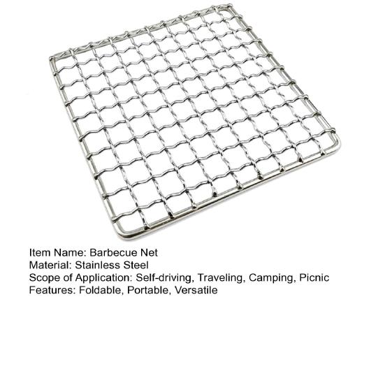 Barbecue Net Foldable Portable Camping Grill Rack Stainless Steel Cooking Stand for Camping Hiking Outdoor Cooking High Temperature Resistant BBQ