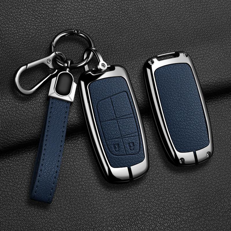 Zinc Alloy Leather Car Key Case For Jeep Compass Grand Cherokee Wrangler Compass Chrysler 300C Key Holder Car Key Cover Case