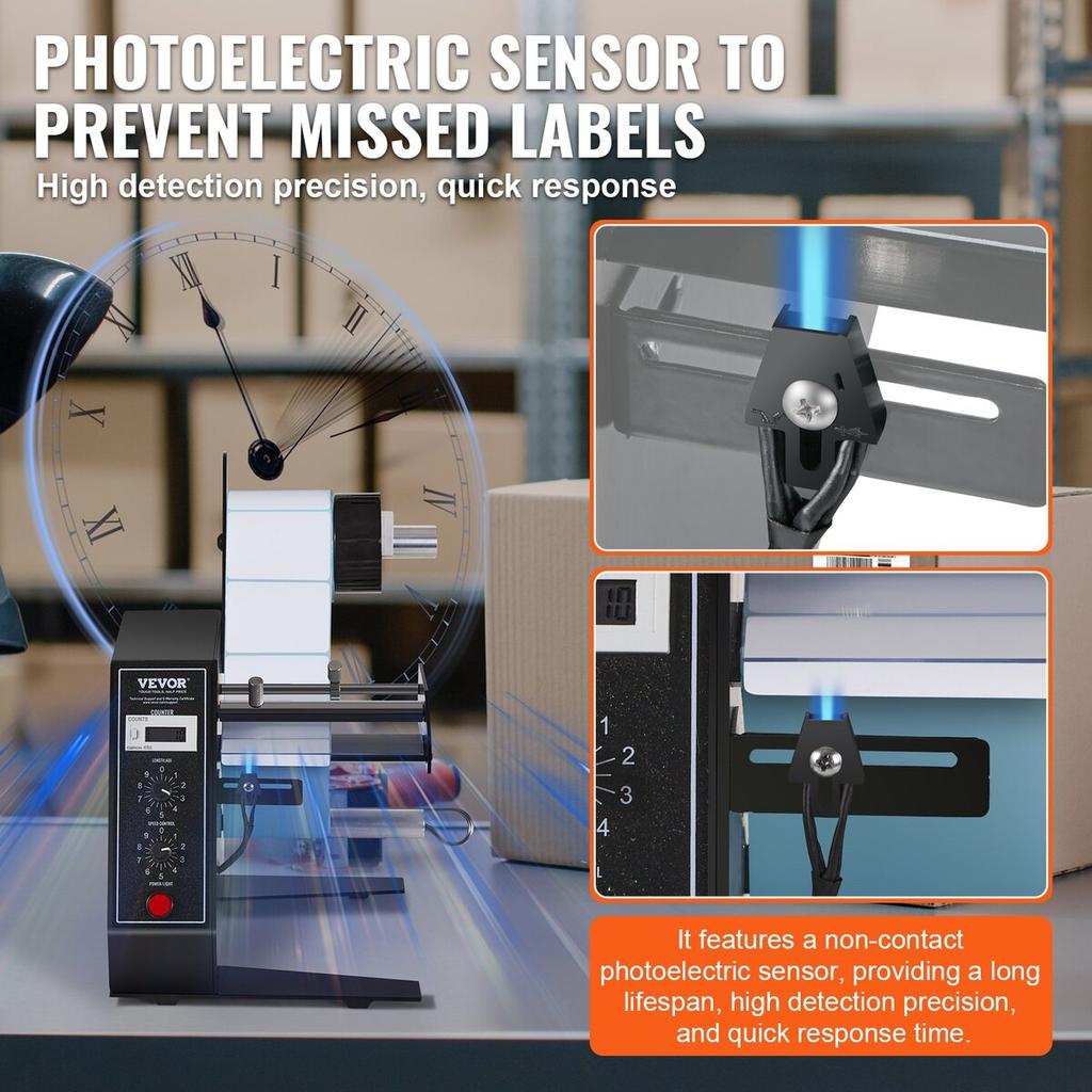 Automatic Label Dispenser, Width 0.6"-4.9"/15-125 mm, Length 0.1"-5.9"/3-150 mm, Automatic Label Stripper Label Separating Machine, Speed Adjustable