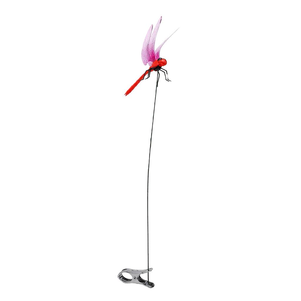 8pcs Dragonfly Clamps Dragonfly Stakes Deer Horse Fly Deterrent Bird Fly Scare Devices for Indoor Outdoor Garden Red