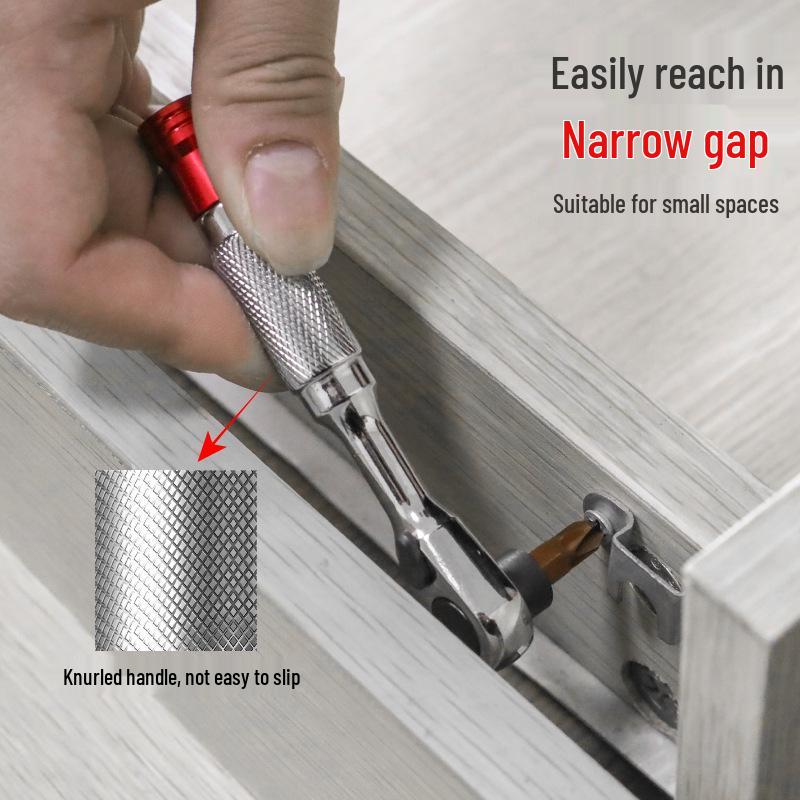Dual-Ended High Torque Mini Ratchet Screwdriver with Knurled Grip.