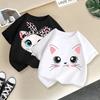Boys T-shirt 2-13Y Children Cute Cat Printed Tee Girl T Shirt Kids 100% Cotton Clothes Tshirt Tops Tee