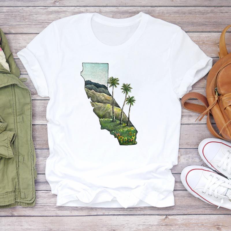 (European Size) 90s Lovely Tee Top Sweet Flower Trend Cute Clothing Short Sleeve Women Print Lady Female Fashion Tshirt Casual Graphic T-shirt