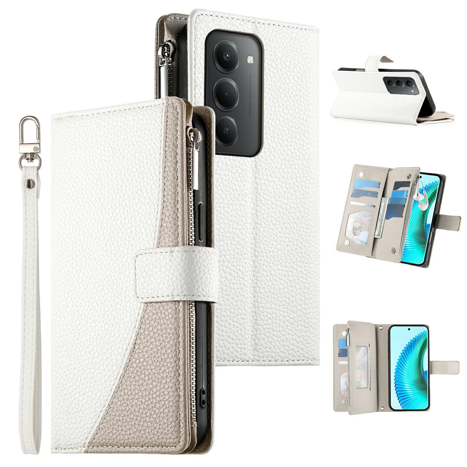 

For Xiaomi Redmi 15 4G (EU) (171mm) Case Zipper Wallet Color Splicing Leather Flip Phone Cover with Straps