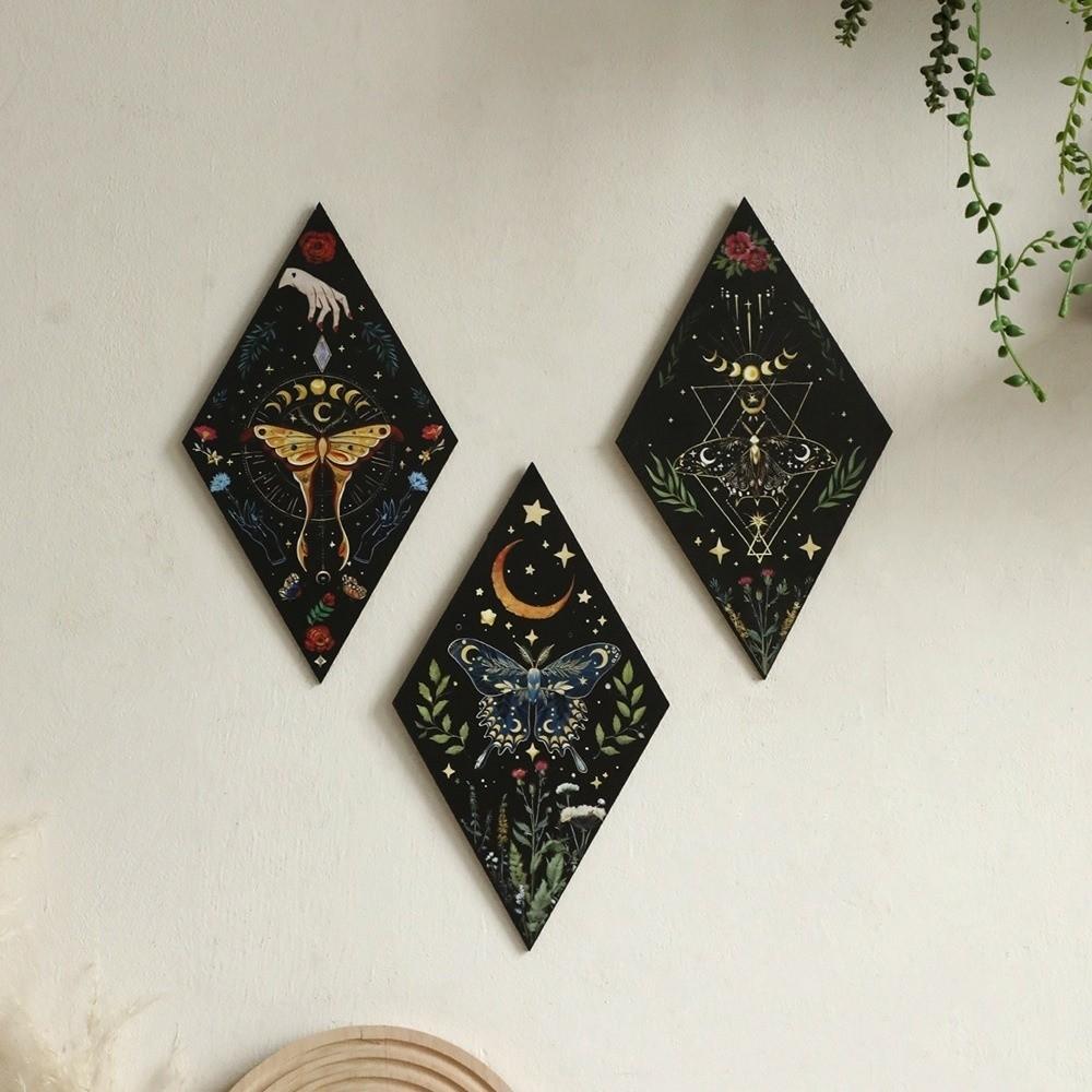 Flower Butterfly Wall Decor Sun Moon Wall Art Sign Decorative Plate Wooden Wall Decor  Home Decor