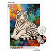 Pearl Painting Art Painting Kit for Adults and Beginners, White Tiger Sparkling Painting Craft Home Wall Decor Handmade Gift Art Pieces