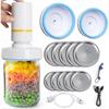 Selador a Vácuo para Potes de Conserva, Máquina Seladora para Conservas Kit de Máquina, Selar Potes de Alimentos Com Bomba a Vácuo Elétrica LED, 10 Peças de Tampas e Mangueira, Kit de Acessórios de Vedação Adequado