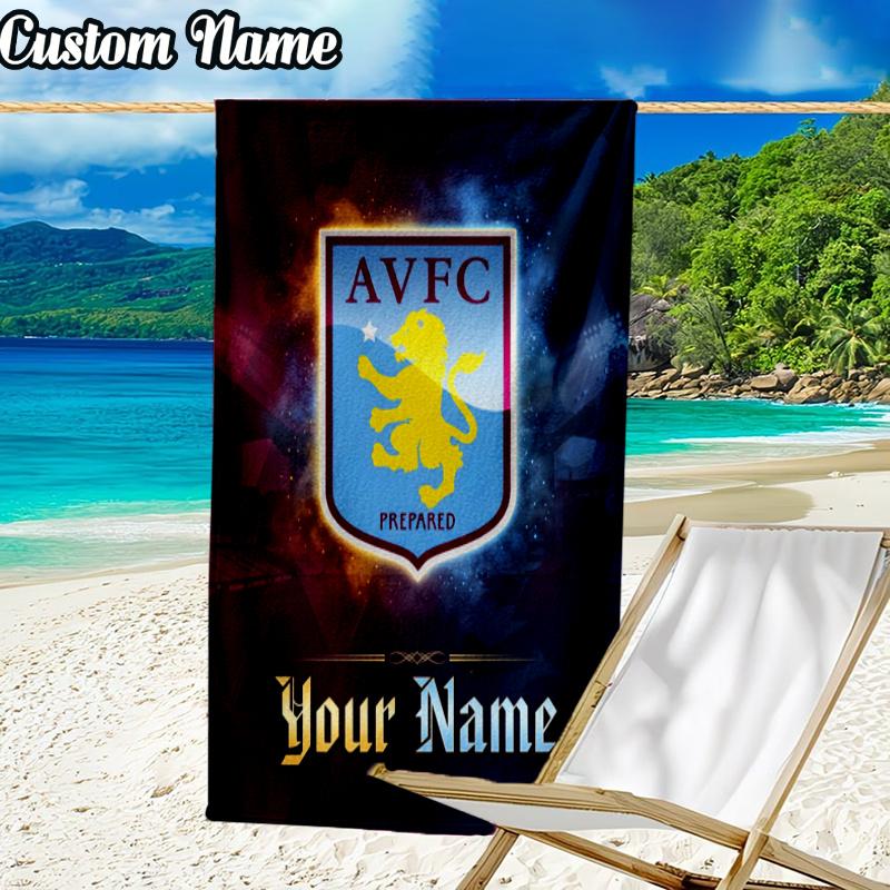 Custom Name AVFC Football Beach Towel - Soft, Ultra-Absorbent Microfiber, Lightweight, Perfect for Beach, Parties, Travel, Camping