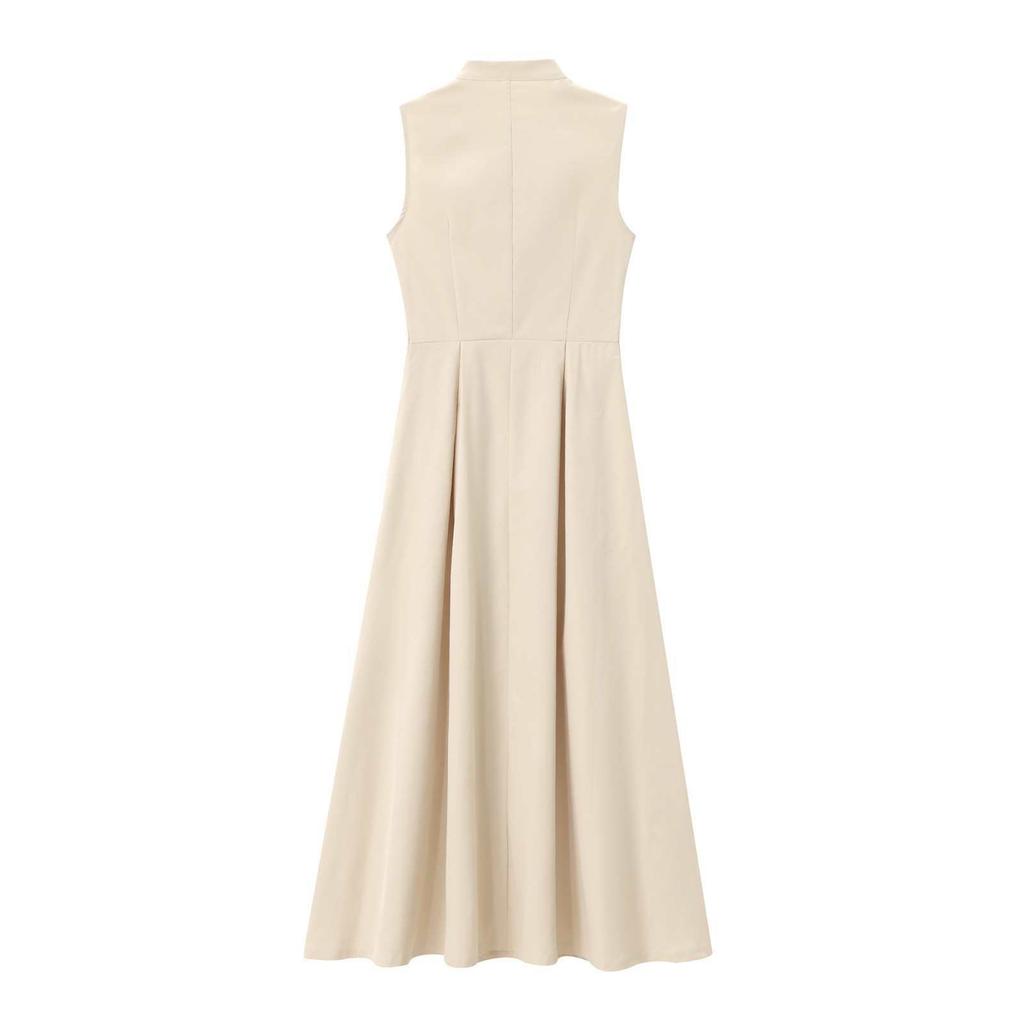 Sleeveless Elegant Commuting Round Neck French Midi Waist-Cinching Dress New Spring Women Fashion Clothes