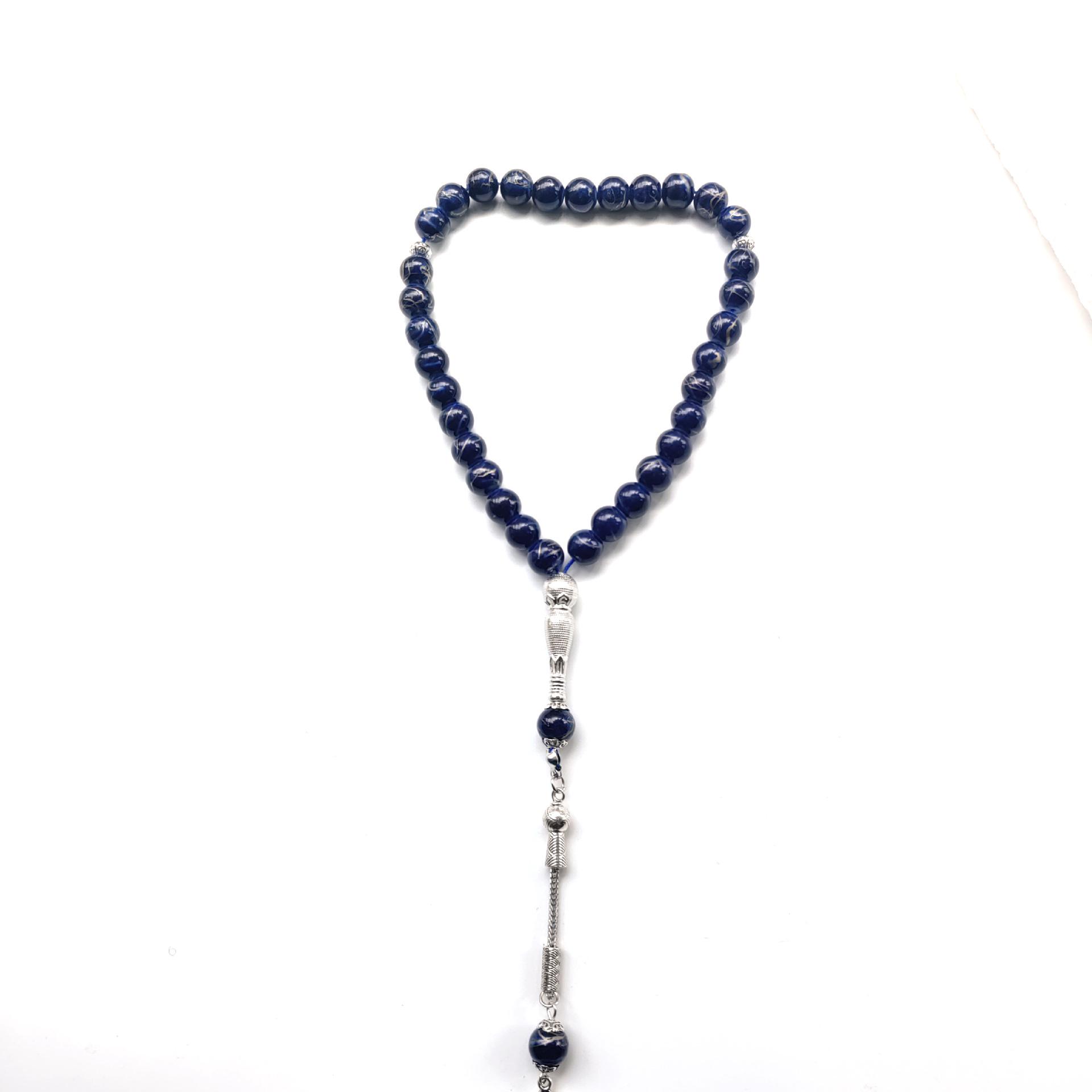 Jade Green Glass Flower Beads Tassel Bracelet - Arabic Style Prayer Beads Tasbih 10mm