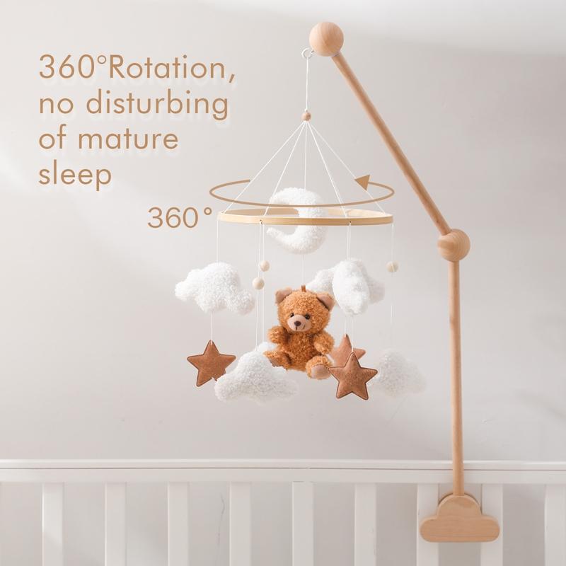 Baby Rattle Toy 0-12 Months Wooden Mobile On The Bed Newborn Music Box Bed Bell Hanging Toys Holder Bracket Infant Crib Boy Toys