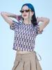 DILETTANTISME Brown Check Crop T-Shirt (Brown)