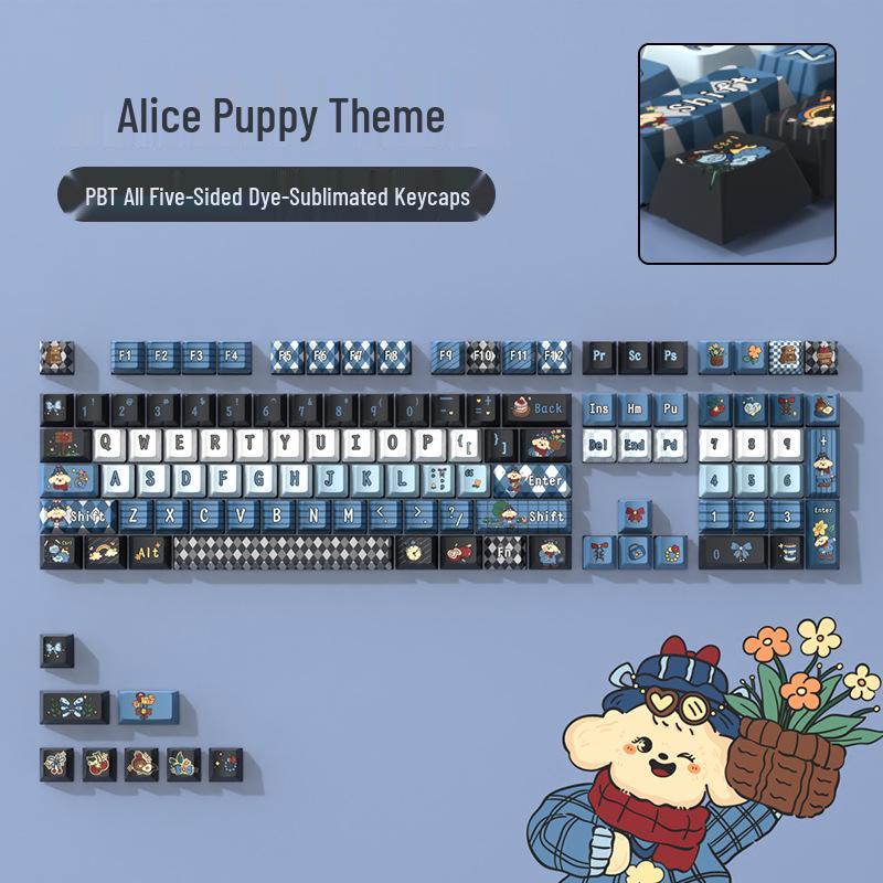 PBT Five-Sided Thermal Sublimation Cartoon Keycaps: Custom Mechanical Keyboard Compatibility, Cute Design.