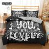 Love Words Bed Cover Kit Romantic Style Couple Sleep Bedding Kit Microfiber 3D Design Love Heart Comforter Cover Single Size Full Size Full Queen