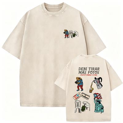 Vintage Acid Washed Rapper Bad Bunny Tshirt Debi Tirar Mas Fotos DTMF Tshirts Men Women Hip Hop Retro Short Sleeves T Shirts
