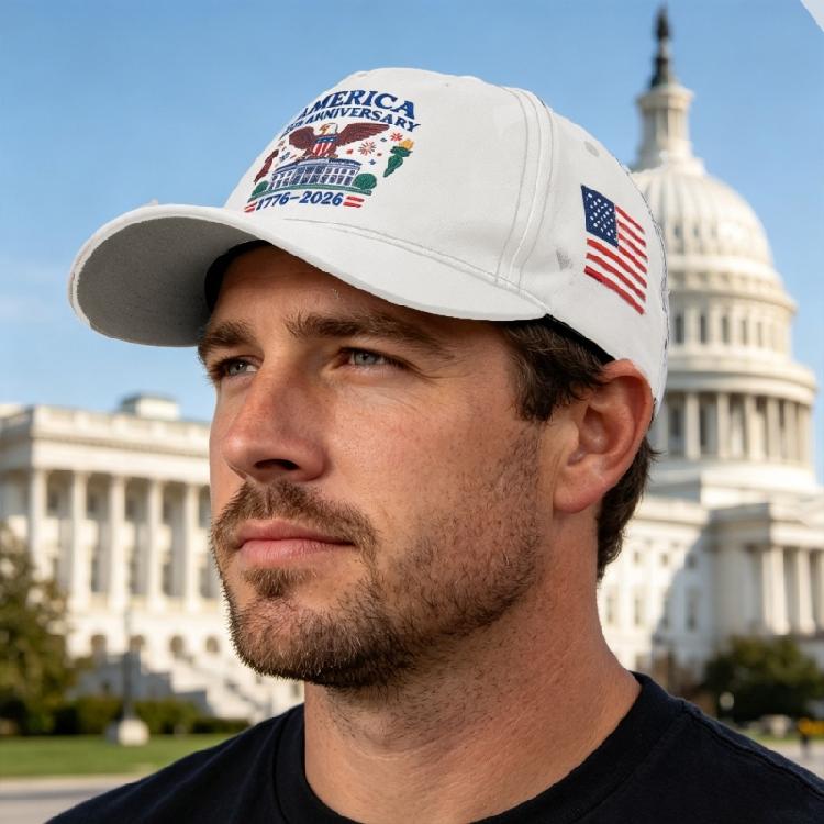 Patriotic Embroidered Baseball Cap 250th Anniversary Machine Washable Adjustable Strap For Adults