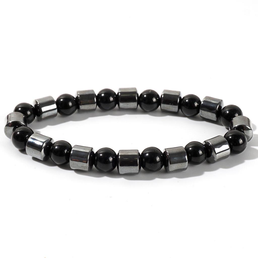 A Simple, Vintage-Style Magnetic Hematite Volcanic Stone Bracelet, Suitable For Both Men And Women.