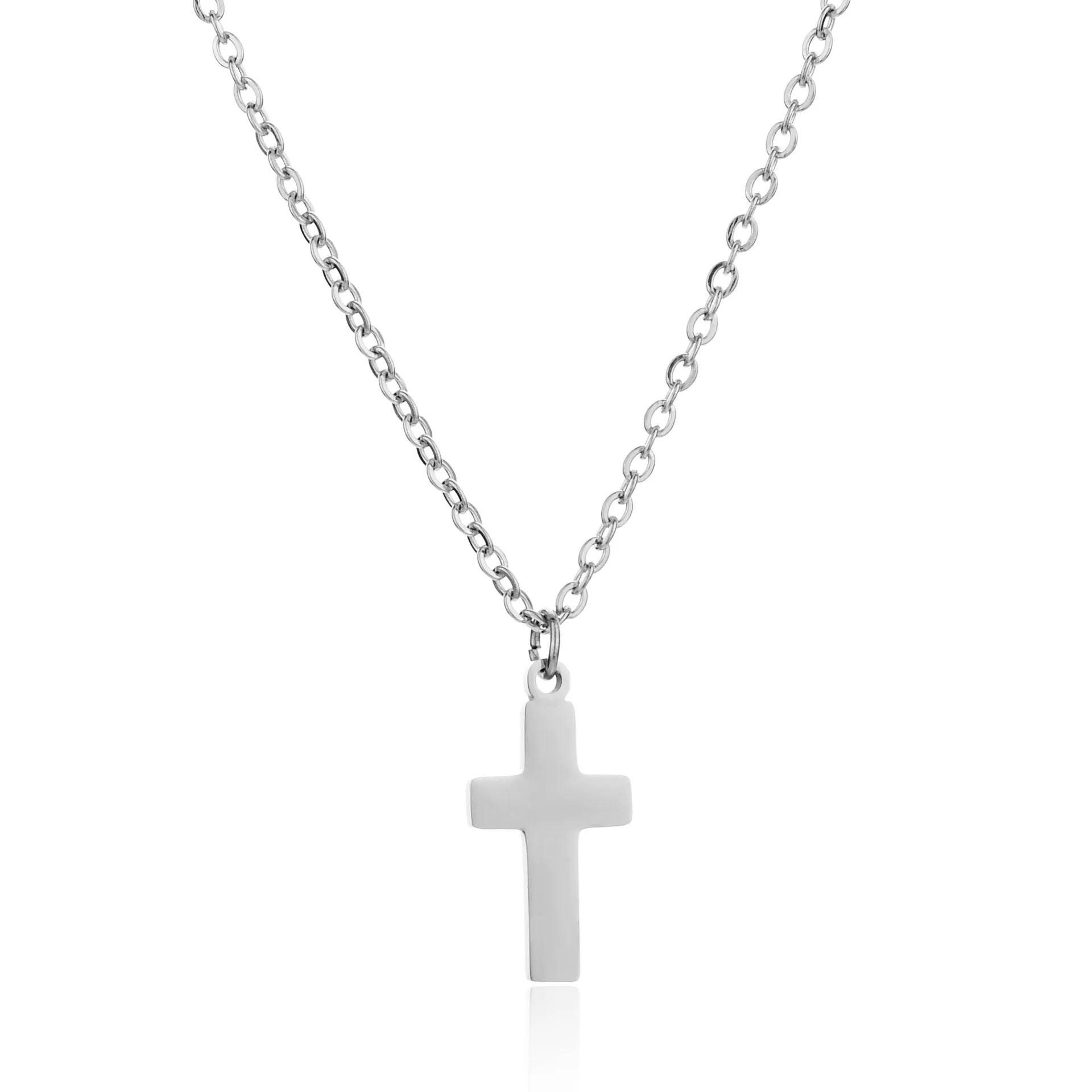 

Stainless Steel Cross Necklace For Women Gold Silver Color Waterproof Chain Men Fashion Never Fade Jewelry Accessories серебряный