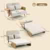 3 In 1 Convertible 2 Seater Sofa Bed Upholstered In Chenille With Adjustable Backrest Side Table And 2 Pillows Cream White