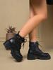 Fashion Women's  Boots Thi Heel Lace-Up Ort Boot Spring 2025 Briti Sle Side Zipper Thi Bot Heightening Boots