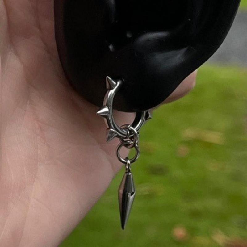 Gothic Y2K Spiked Ball Drop Earrings Grunge Aesthetic Morning Star Rivet Hoop Earrings For Women Men Punk Rock Jewelry